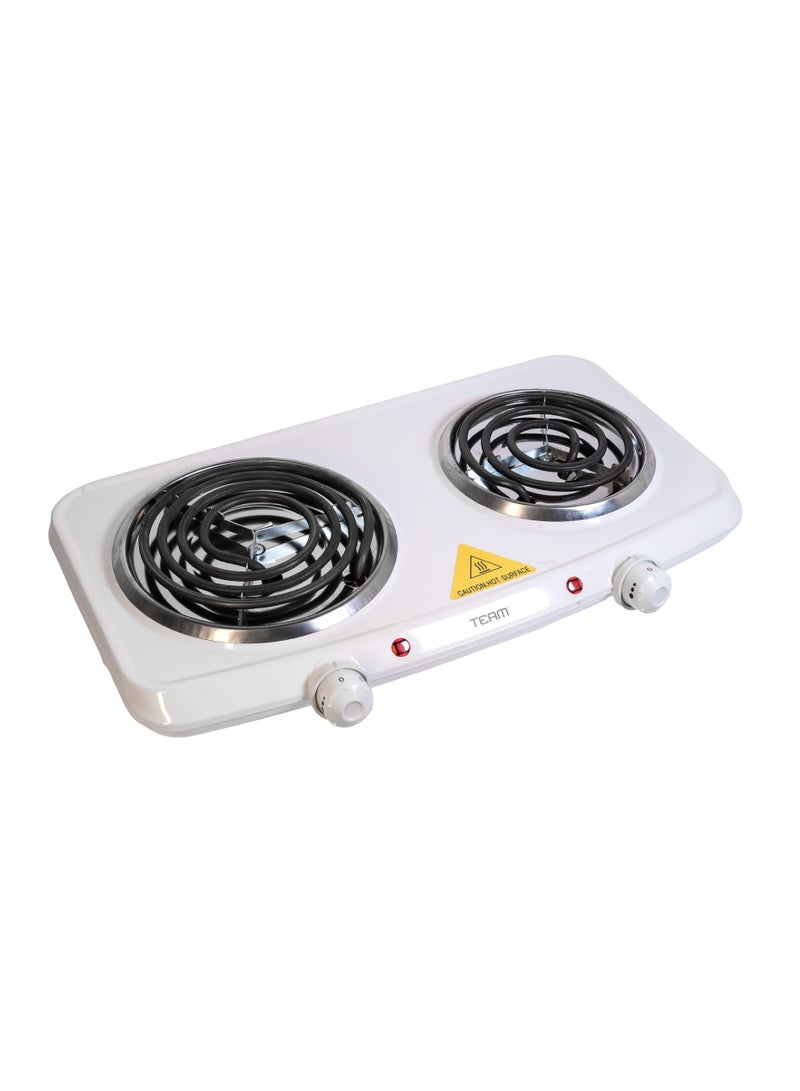 تيم Team Double Electric Hot Plate 2500W – Dual Burner Portable Electric Stove, Adjustable Temperature, Overheat Protection, Compact Countertop Cooker for Home, Dorm, Office, Camping - Image 1